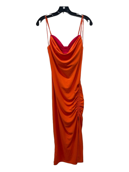 Steve Madden Size XS Orange & Pink Polyester Sleeveless Ruched Back Zip Dress Orange & Pink / XS