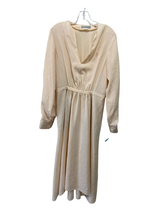 Vince Size M Beige Polyester Crinkle Long Sleeve Elastic Waist Dress Beige / M