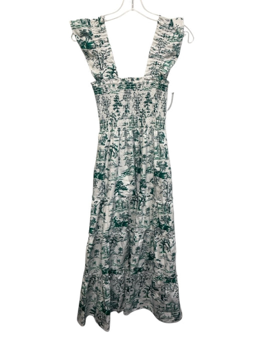 Kourt Size S Green & White No Fabric Tag Sleeveless Abstract Print Midi Dress Green & White / S
