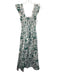 Kourt Size S Green & White No Fabric Tag Sleeveless Abstract Print Midi Dress Green & White / S
