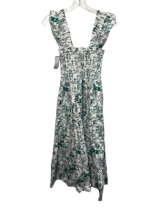Kourt Size S Green & White No Fabric Tag Sleeveless Abstract Print Midi Dress Green & White / S