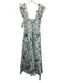 Kourt Size S Green & White No Fabric Tag Sleeveless Abstract Print Midi Dress Green & White / S