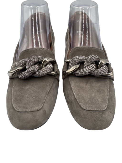 Sesto Meucci Shoe Size 9 Gray Suede Chain Buckle Kitten Block Heel Pumps Gray / 9