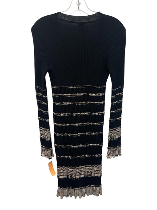 M Missoni Size 6 Black & Beige Print Knit horizonatal stripe Long Sleeve Dress Black & Beige Print / 6
