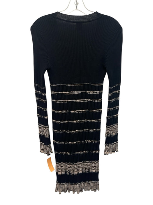 M Missoni Size 6 Black & Beige Print Knit horizonatal stripe Long Sleeve Dress Black & Beige Print / 6