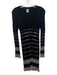 M Missoni Size 6 Black & Beige Print Knit horizonatal stripe Long Sleeve Dress Black & Beige Print / 6