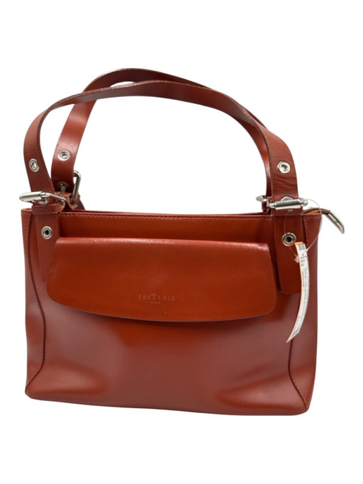 Frederic Paris Tan Leather Coated Top Handle Flap Bag Tan / Small