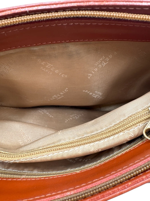 Frederic Paris Tan Leather Coated Top Handle Flap Bag Tan / Small