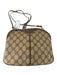 Gucci Brown & Beige Leather & Canvas GG Supreme Bag Brown & Beige / S