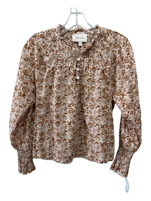 Cleobella Size XS Beige & Tan Cotton floral print Long Sleeve Top Beige & Tan / XS