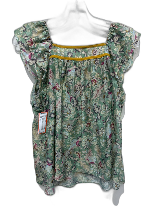 Current Air Size XS Green, Yellow & Multicolor Polyester Blend Cap Sleeve Top Green, Yellow & Multicolor / XS