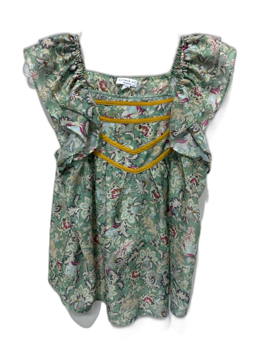 Current Air Size XS Green, Yellow & Multicolor Polyester Blend Cap Sleeve Top Green, Yellow & Multicolor / XS