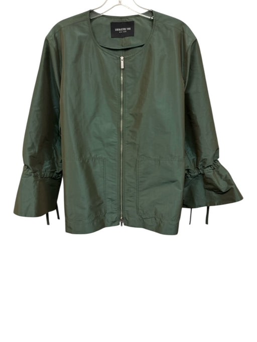 Lafayette 148 Size Est. Size Large Teal Green Polyester Metallic Zipper Jacket Teal Green / Est. Size Large