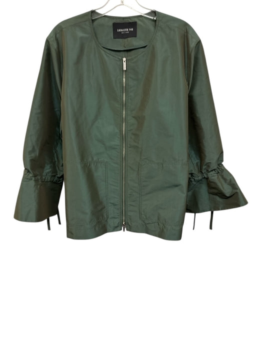 Lafayette 148 Size Est. Size Large Teal Green Polyester Metallic Zipper Jacket Teal Green / Est. Size Large