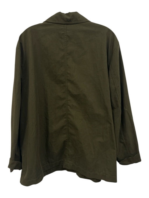 Lafayette 148 Size XXL Olive Green Cotton Blend Collared Buttons Jacket Olive Green / XXL
