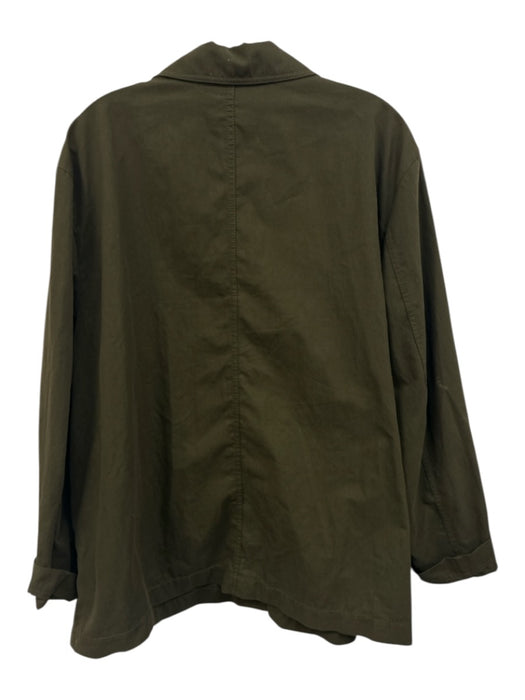 Lafayette 148 Size XXL Olive Green Cotton Blend Collared Buttons Jacket Olive Green / XXL
