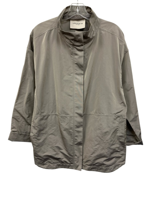Lafayette 148 Size Large Gray Polyester Metallic Zipper Long Sleeve Jacket Gray / Large