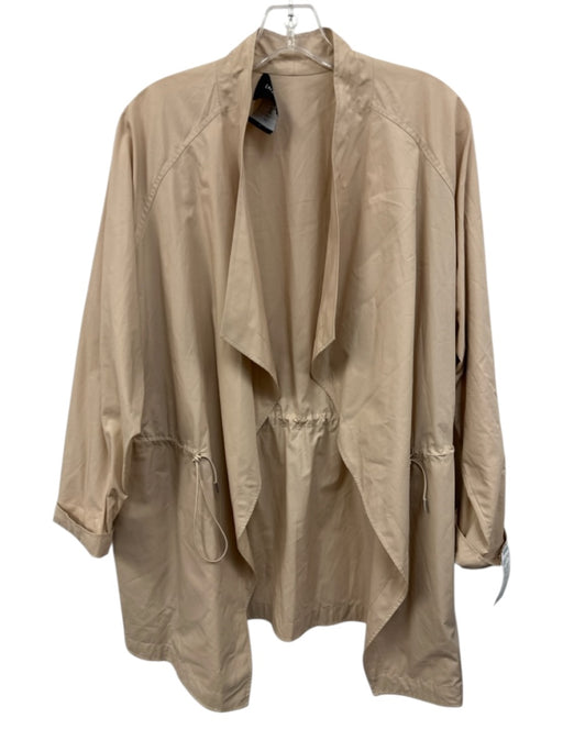 Lafayette 148 Size Est L/XL Khaki Cotton Blend Open Front Long Sleeve Jacket Khaki / Est L/XL