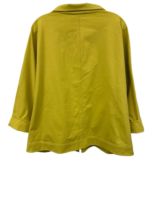 Lafayette 148 Size Est L/XL Lime Green Cotton Blend Open Front Zipper Jacket Lime Green / Est L/XL