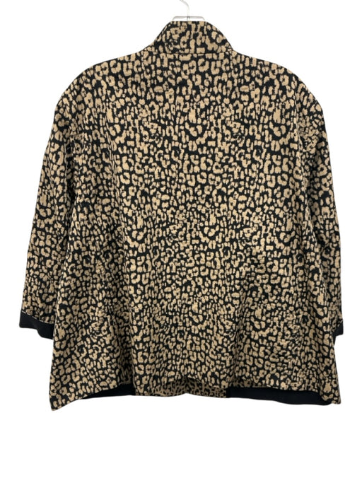 Lafayette 148 Size L/XL Beige & Black Polyester Blend Leopard Snaps Jacket Beige & Black / L/XL