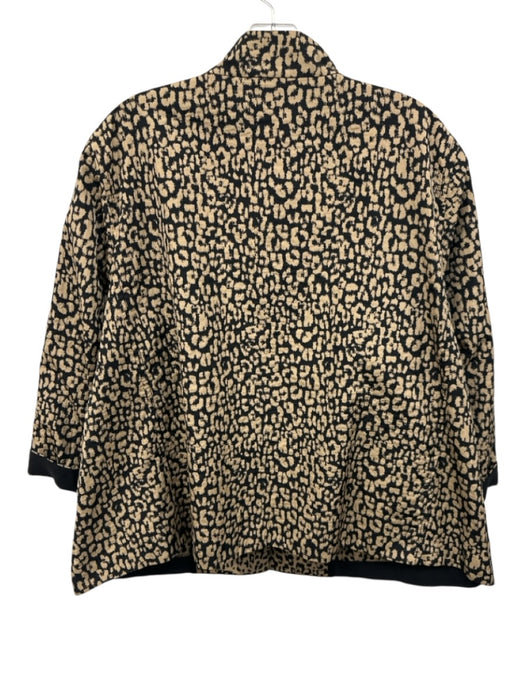 Lafayette 148 Size L/XL Beige & Black Polyester Blend Leopard Snaps Jacket Beige & Black / L/XL