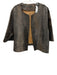Lafayette 148 Size L/XL Brown Print Leather Snake Embossed 3/4 Sleeve Jacket Brown Print / L/XL