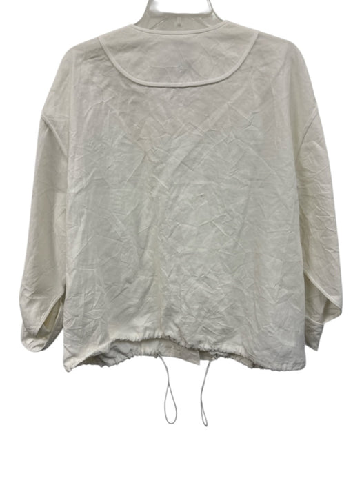 Lafayette 148 Size Est L/XL Off White Linen Open Front Long Sleeve Zipper Jacket Off White / Est L/XL