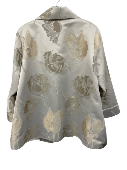 Caroline Rose Size Est. Size: XL Cream & Gray Polyester Blend Floral Jacket Cream & Gray / Est. Size: XL