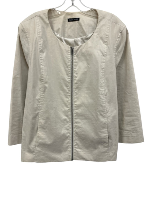 Eileen Fisher Size Est. Size: XL Light Khaki Ramie Blend Zip Up Jacket Light Khaki / Est. Size: XL