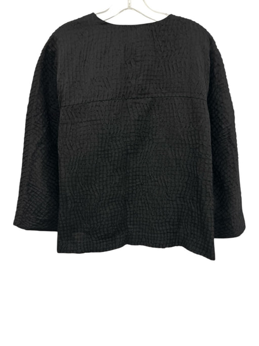 Lafayette 148 Size Est. Size: XL Black Linen Blend Textured Snap Jacket Black / Est. Size: XL