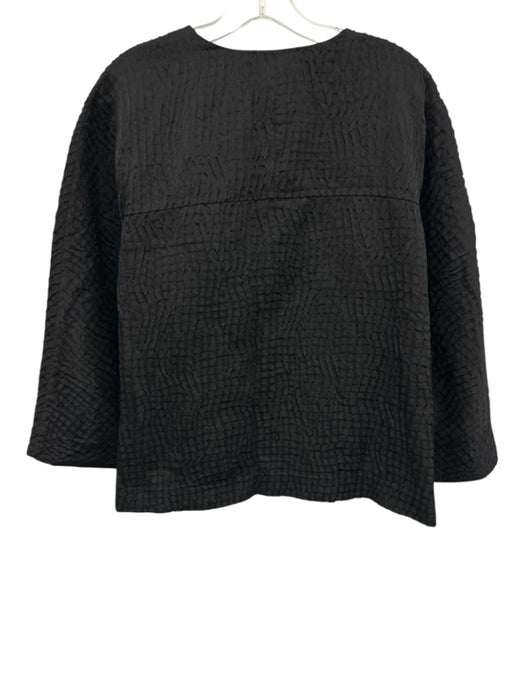 Lafayette 148 Size Est. Size: XL Black Linen Blend Textured Snap Jacket Black / Est. Size: XL