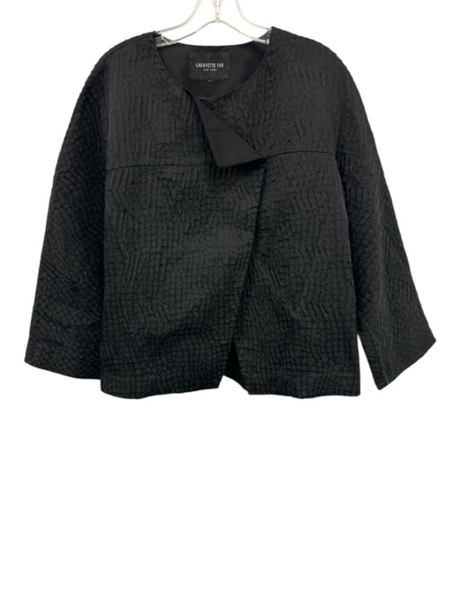 Lafayette 148 Size Est. Size: XL Black Linen Blend Textured Snap Jacket Black / Est. Size: XL