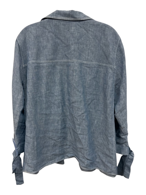 Lafayette 148 Size Est. Size: XL Blue Linen Chambray Open Front Cardigan Jacket Blue / Est. Size: XL