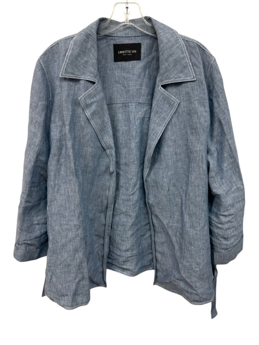 Lafayette 148 Size Est. Size: XL Blue Linen Chambray Open Front Cardigan Jacket Blue / Est. Size: XL