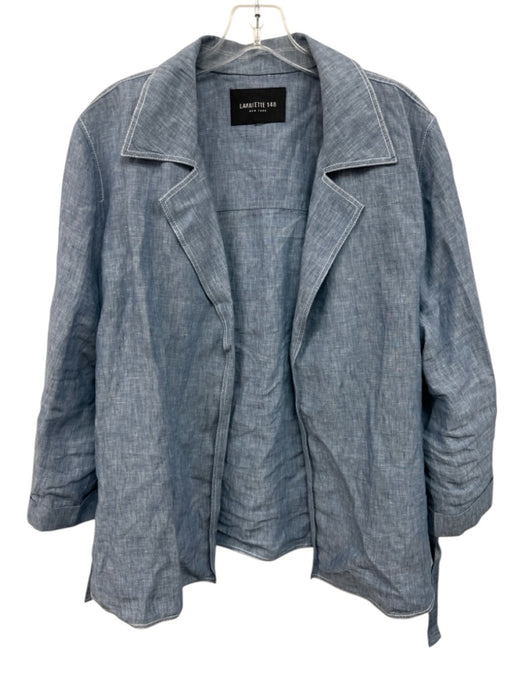 Lafayette 148 Size Est. Size: XL Blue Linen Chambray Open Front Cardigan Jacket Blue / Est. Size: XL
