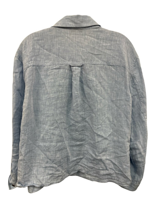 Lafayette 148 Size Est. Size Large Light Blue Linen Button Down Long Sleeve Top Light Blue / Est. Size Large