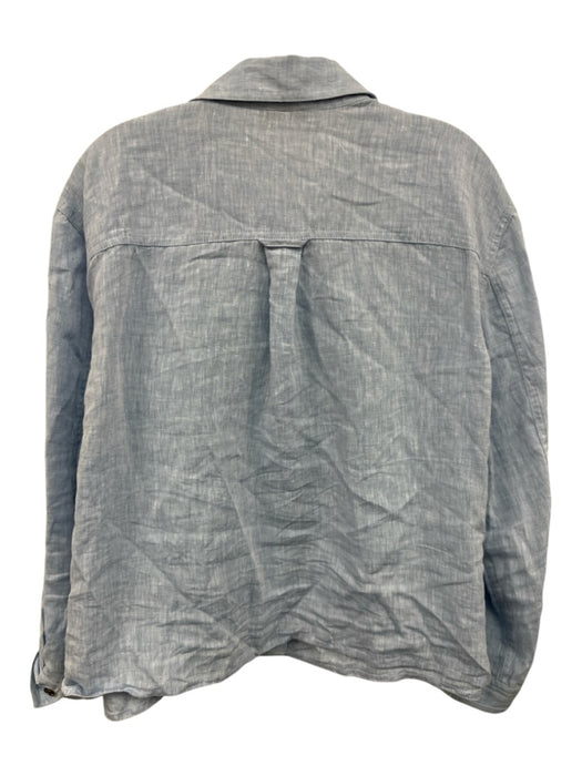 Lafayette 148 Size Est. Size Large Light Blue Linen Button Down Long Sleeve Top Light Blue / Est. Size Large