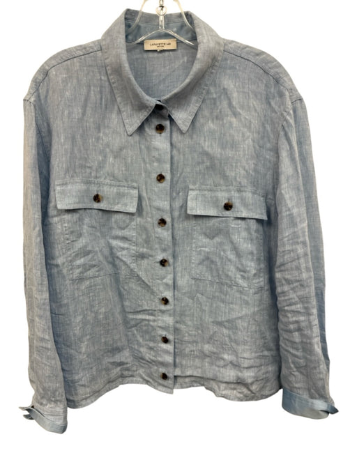 Lafayette 148 Size Est. Size Large Light Blue Linen Button Down Long Sleeve Top Light Blue / Est. Size Large