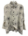 Square Size 3/Large Cream & Black Cotton Abstract Buttons Sheer Jacket Jacket Cream & Black / 3/Large