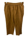 Amelline Size XXL Brown Linen Elastic Waist Button Down Long Sleeve Pant Set Brown / XXL