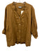 Amelline Size XXL Brown Linen Elastic Waist Button Down Long Sleeve Pant Set Brown / XXL