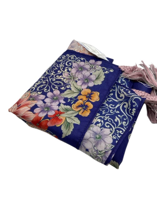 Johnny Was Purple & Multi Silk Sheer Floral Fringe scarf Purple & Multi