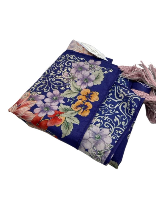 Johnny Was Purple & Multi Silk Sheer Floral Fringe scarf Purple & Multi