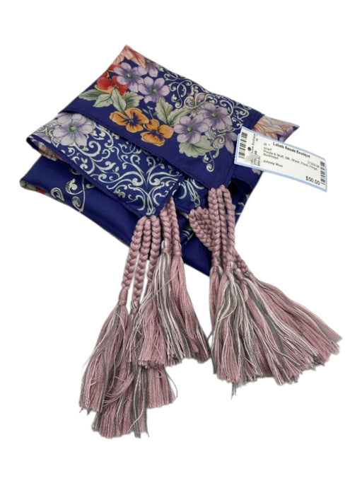 Johnny Was Purple & Multi Silk Sheer Floral Fringe scarf Purple & Multi