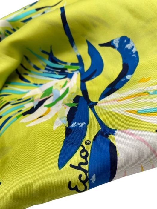 Echo Green & Blue Print Silk Abstract Floral Skinny scarf Green & Blue Print