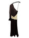 Rebecca De Ravenel Size 4 White & Brown Midi One Shoulder Long Sleeve Dress White & Brown / 4