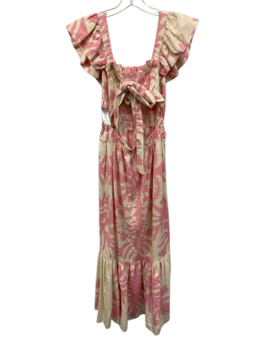 Sea New York Size S Cream White & Pink Cotton & Linen Abstract Print Dress Cream White & Pink / S