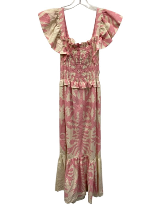 Sea New York Size S Cream White & Pink Cotton & Linen Abstract Print Dress Cream White & Pink / S