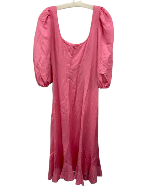 Loeffler Randall Size 6 Pink Viscose & Linen 3/4 Balloon Sleeve Paneled Dress Pink / 6