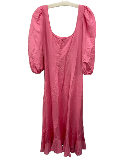 Loeffler Randall Size 6 Pink Viscose & Linen 3/4 Balloon Sleeve Paneled Dress Pink / 6